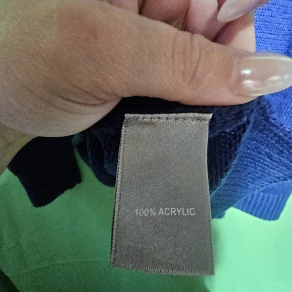 Marled Anchor Blue Knit Sweater Size Large EUC PTP 24 - Picture 3 of 4